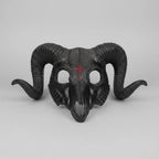 Goat Skull Mask Horned Inverted Red Cross Adjustable Strap