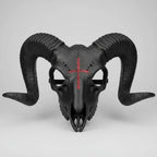 Goat Skull Mask Horned Inverted Red Cross Adjustable Strap