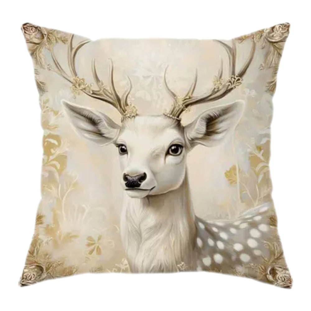 Golden Velvet Festive Print Cushion Cover (18 x 18 in)