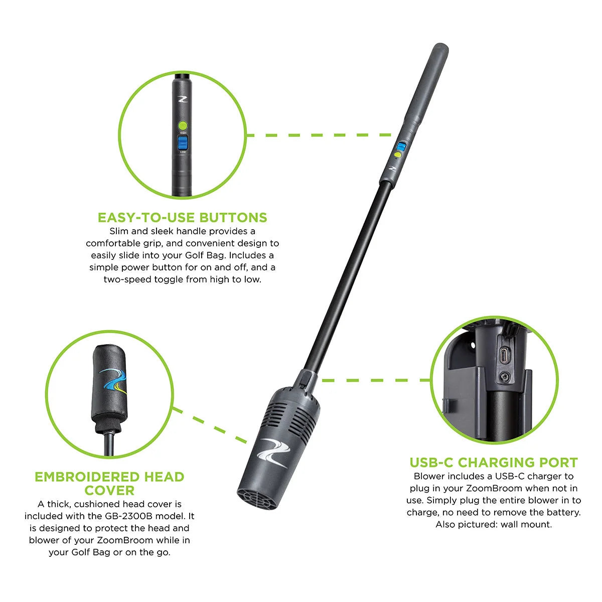 Golf Air Blower Cordless Rechargeable 80 MPH