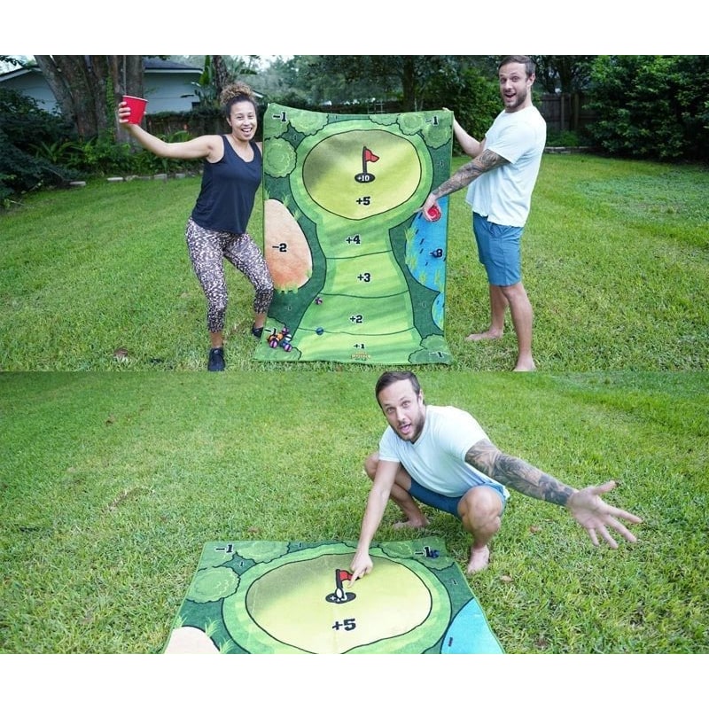 Golf Chipping Mat Portable Foldable 16 Sticky Balls