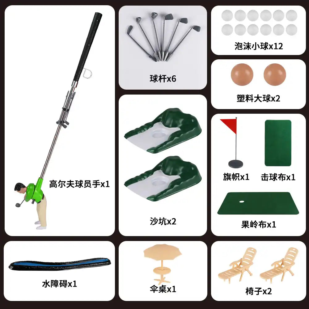 Golf Training Set Five Clubs Twelve Balls Putting Mat