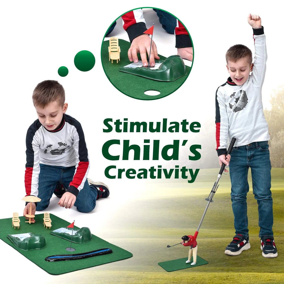 Golf Training Set Five Clubs Twelve Balls Putting Mat