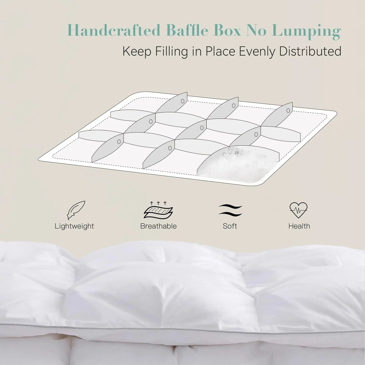 Goose Down Comforter 750 Fill Power Baffle Box All-Season