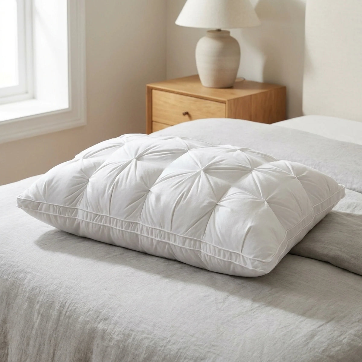 Goose Down Pillow 2-Pack Shape-Retaining Breathable Cotton