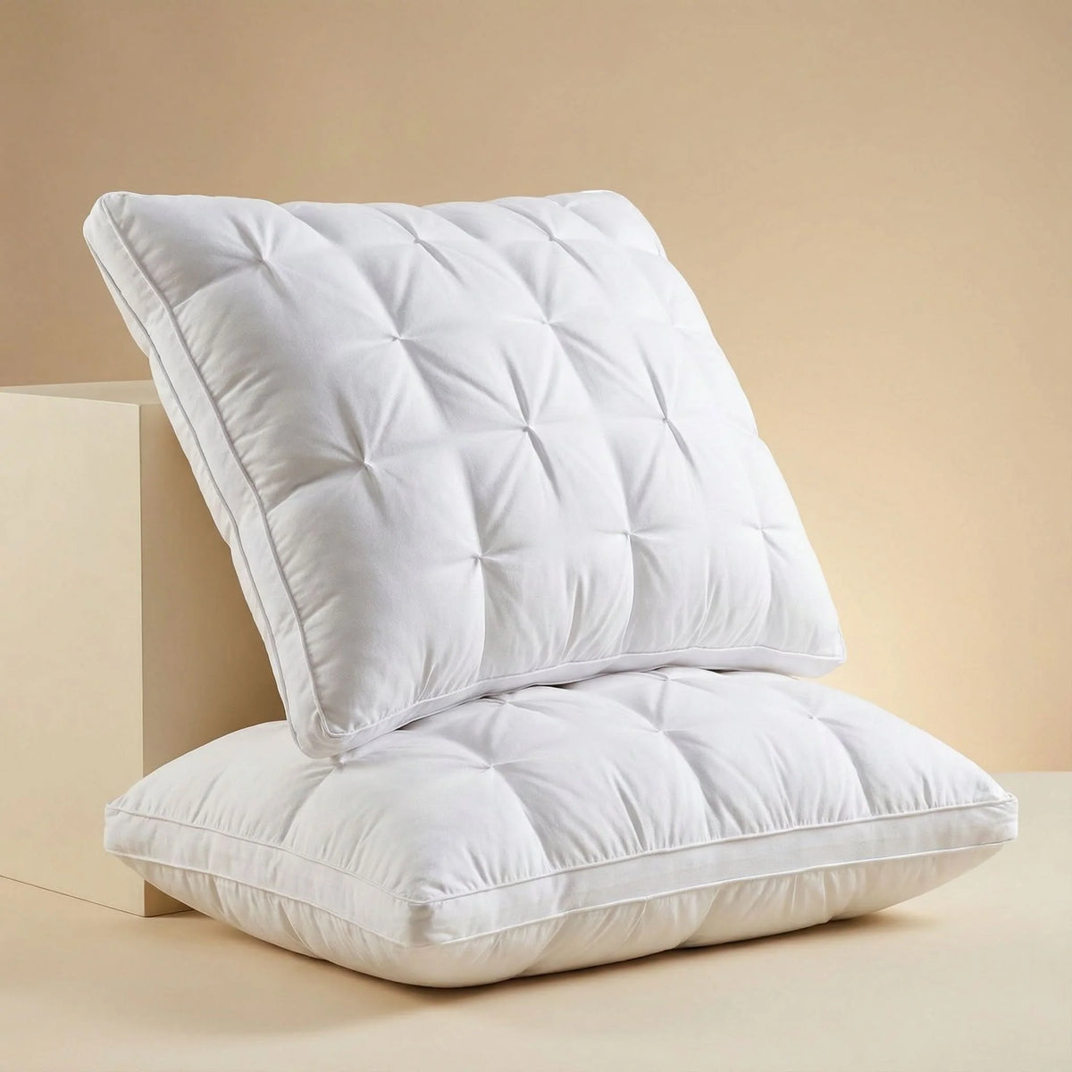 Goose Down Pillow 2-Pack Shape-Retaining Breathable Cotton
