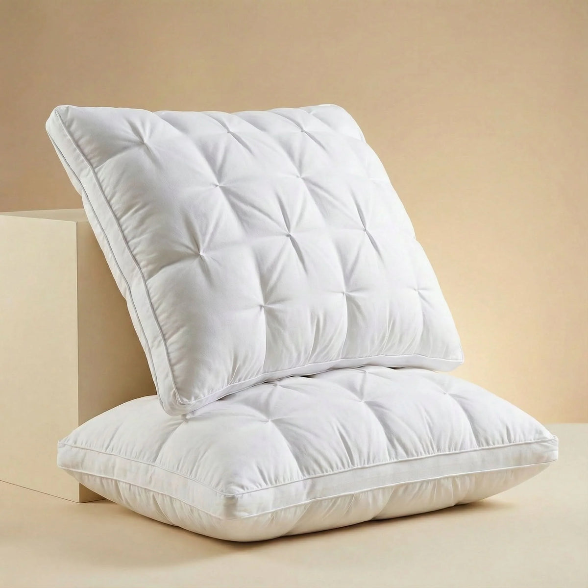 Goose Down Pillow 2-Pack Shape-Retaining Breathable Cotton