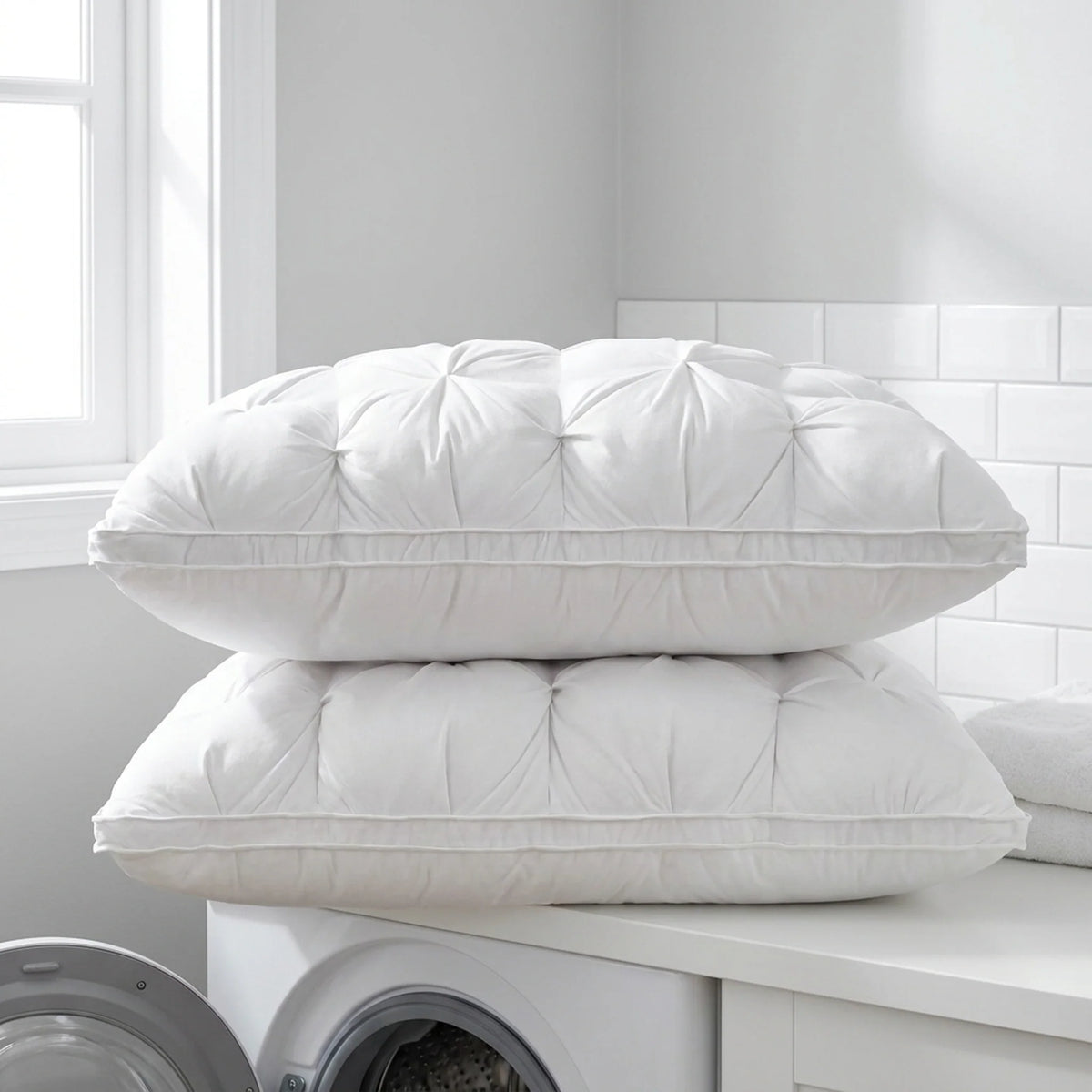 Goose Down Pillow 2-Pack Shape-Retaining Breathable Cotton