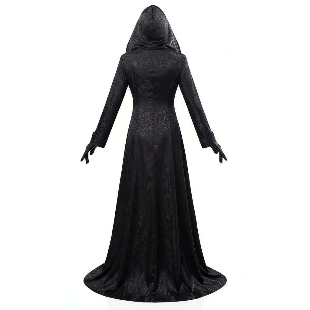 Gothic Vampire Costume Complete Dress Cape & Pendant