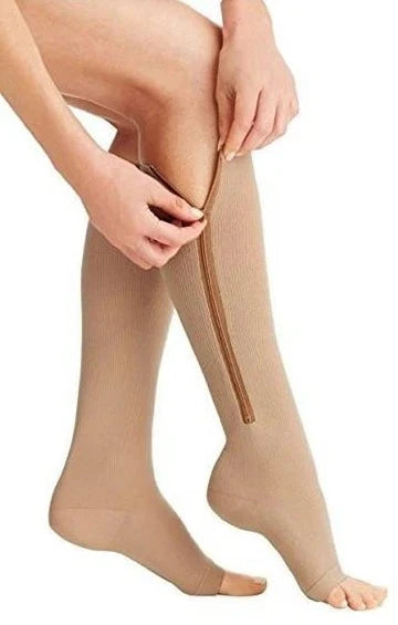 Graduated Compression Socks 20–30 mmHg Side Zipper & Open-Toe