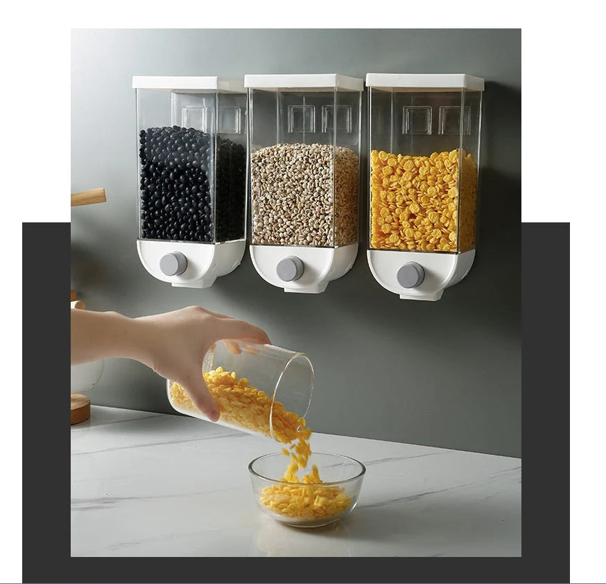 Grain & Cereal Dispenser Airtight Easy-Press & Transparent