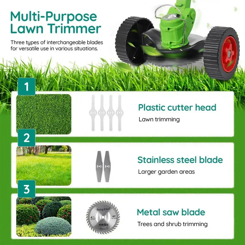Grass Trimmer Cordless 24V Telescopic Rod & Interchangeable Blades