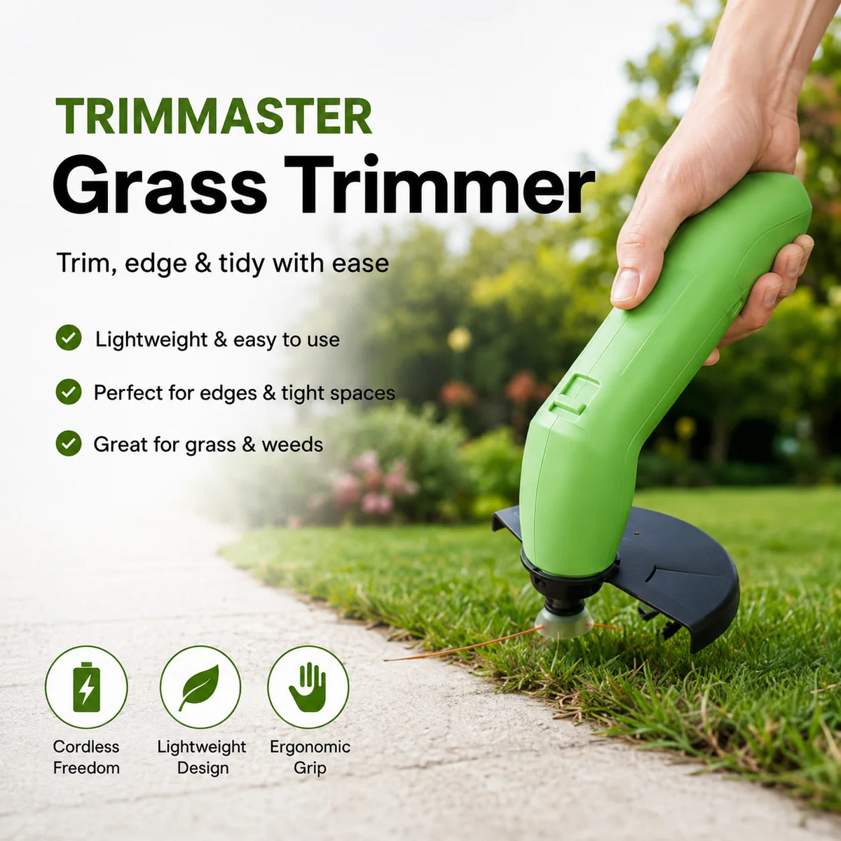 Grass Trimmer Cordless Rechargeable Precision Head & Steel Blade