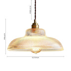 Green & Brass Prismatic Ribbed Glass Pendant Light (Adjustable Cord)