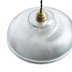 Green & Brass Prismatic Ribbed Glass Pendant Light (Adjustable Cord)