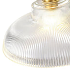 Green & Brass Prismatic Ribbed Glass Pendant Light (Adjustable Cord)