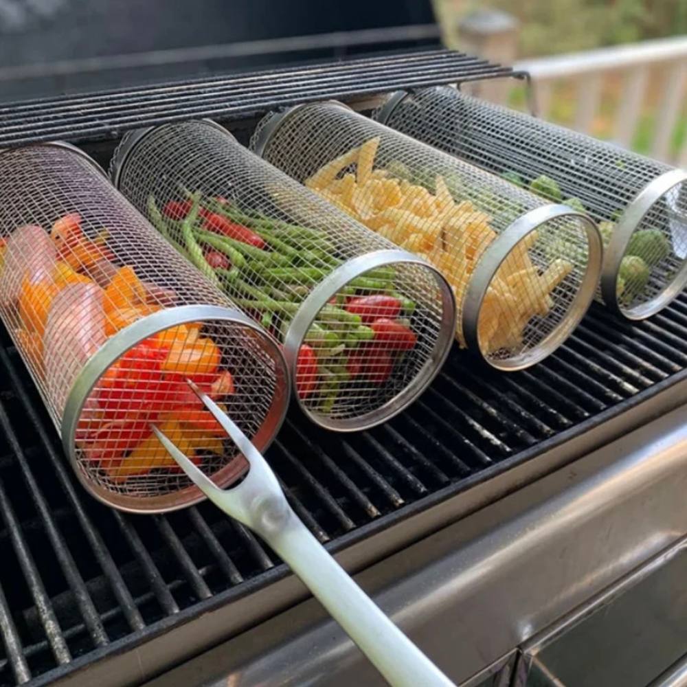Grill Basket 360 Degree Rotating Stainless Steel