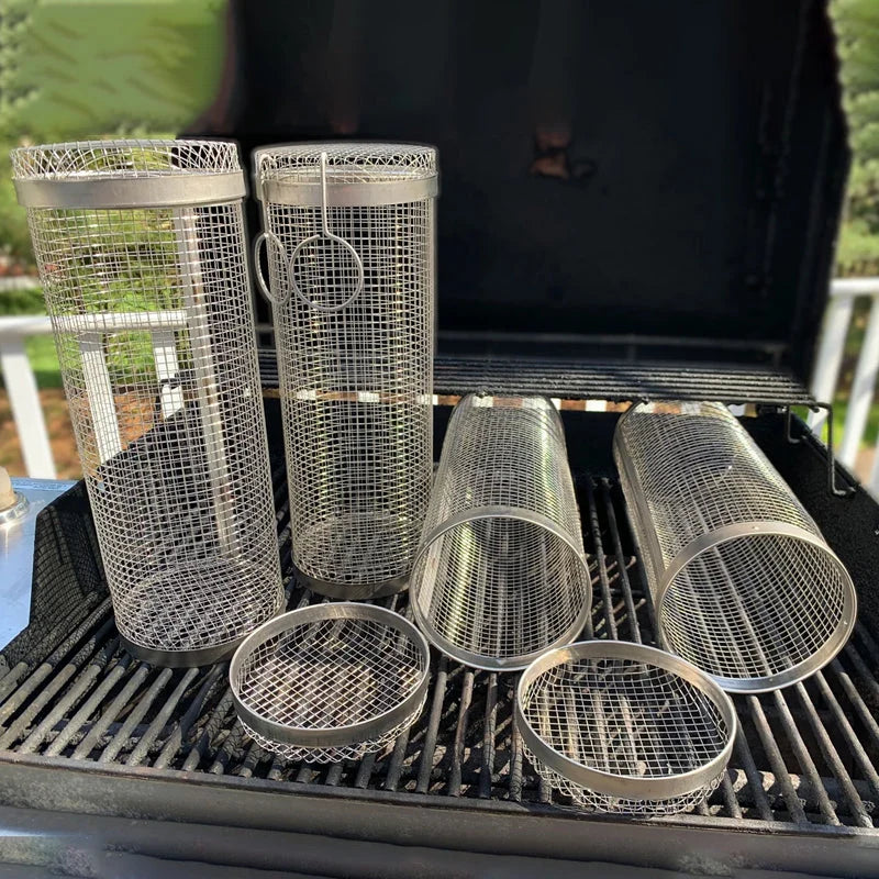 Grill Basket 360° Rotating Stainless Steel & Dishwasher Safe