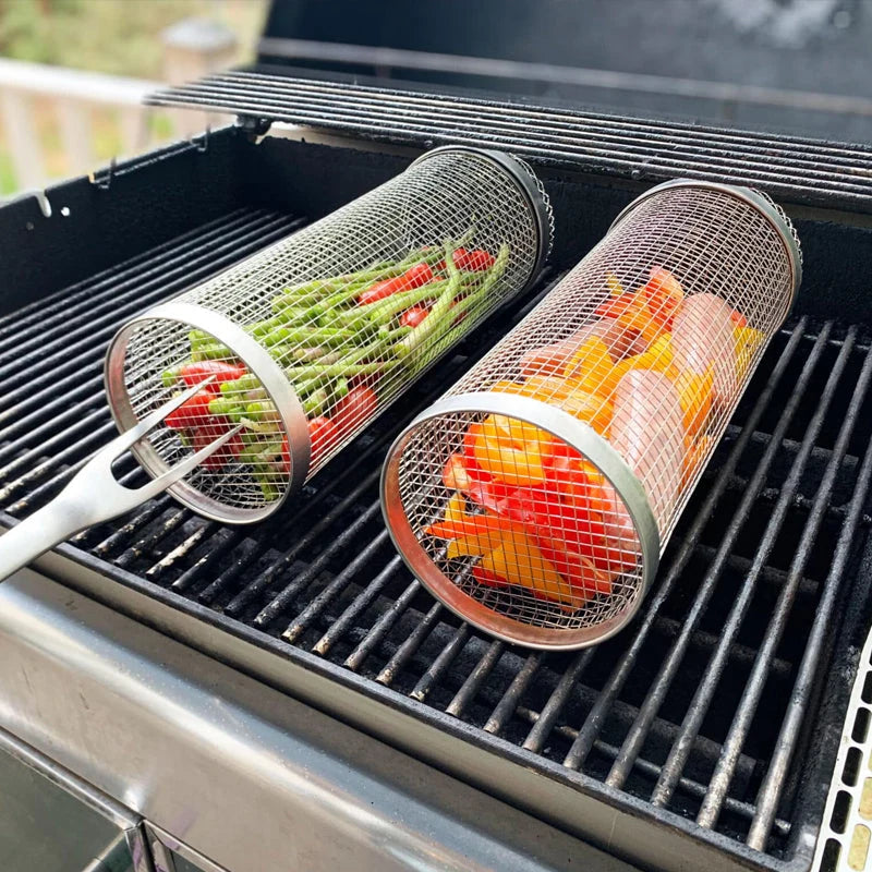 Grill Basket 360° Rotating Stainless Steel & Dishwasher Safe