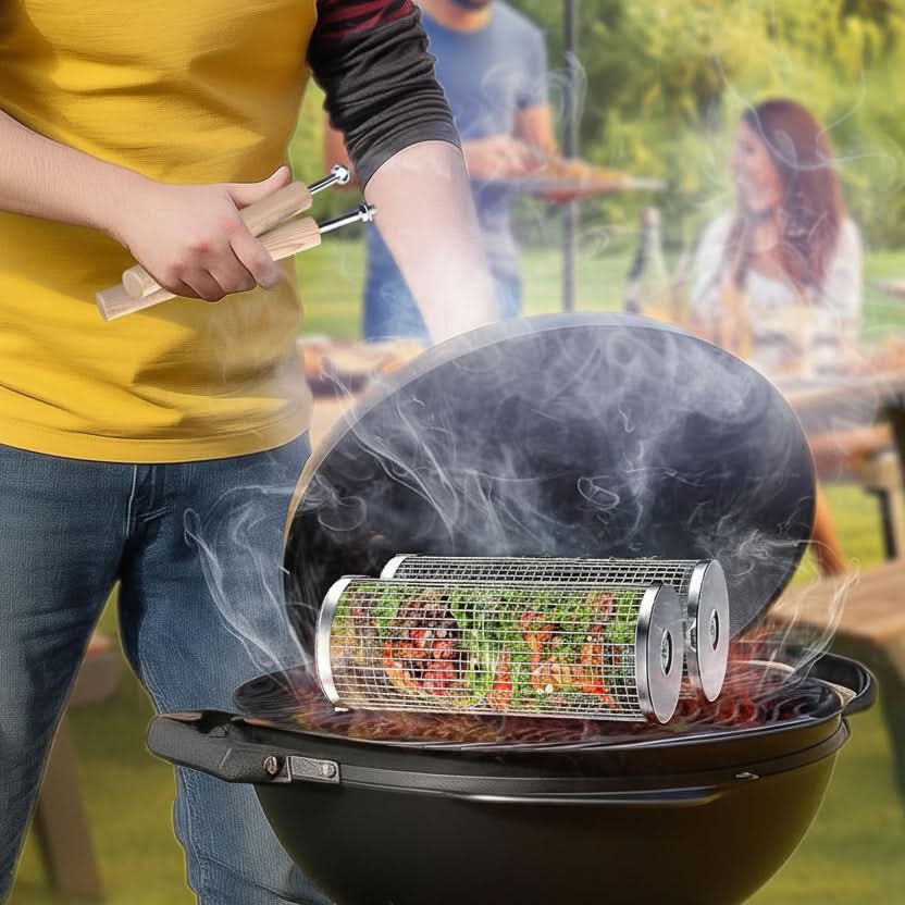 Grill Basket Perforated Stainless Steel Raised Edges