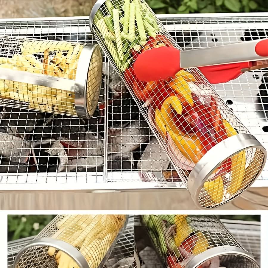 Grill Basket Rotating Cylindrical 304 Stainless Steel