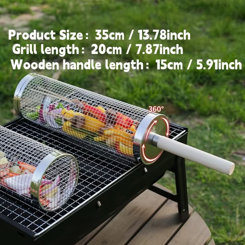 Grill Basket Rotating Cylindrical 304 Stainless Steel