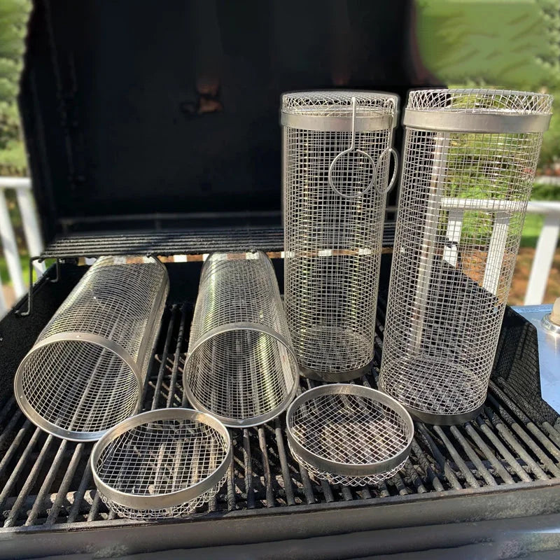 Grill Basket Rotating Stainless Steel Dishwasher Safe
