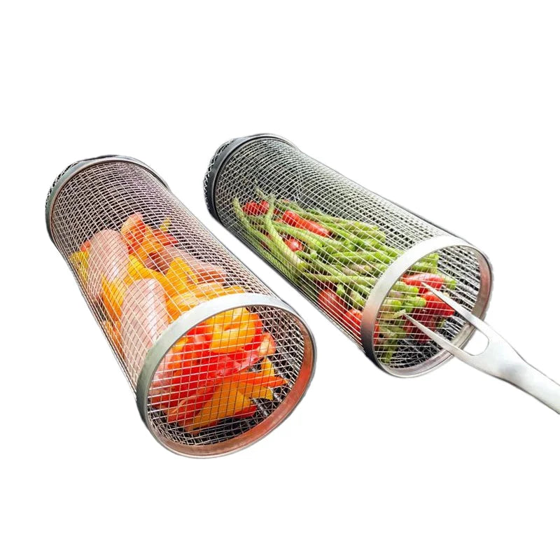 Grill Basket Rotating Stainless Steel Dishwasher Safe