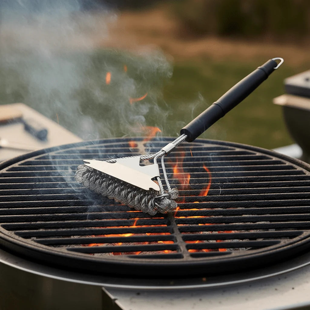 Grill Brush Bristle-Free Stainless Steel Ergonomic Handle 17 Inch