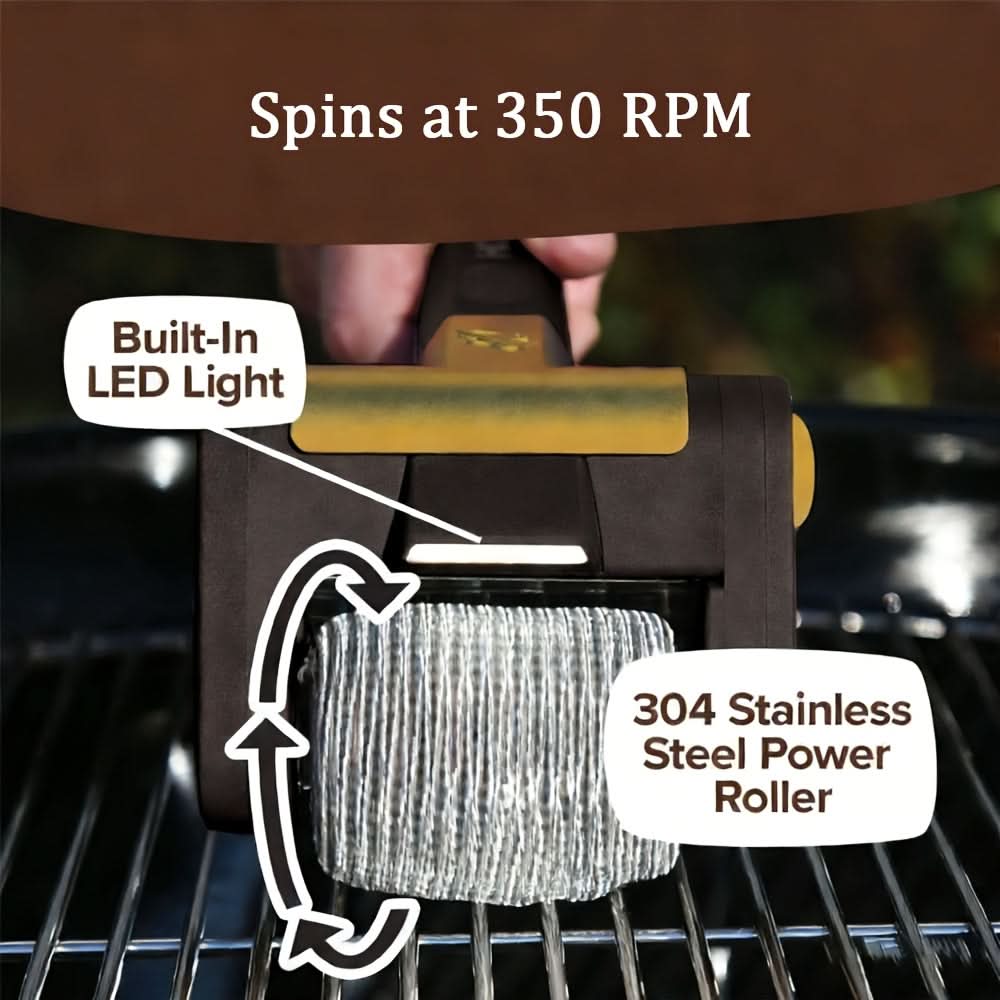 Grill Brush Stainless Steel Roller USB Rechargeable