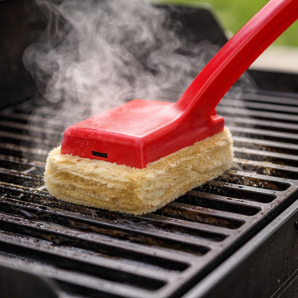 Grill Brush Steam-Powered Bristle-Free Pad & Long Handle