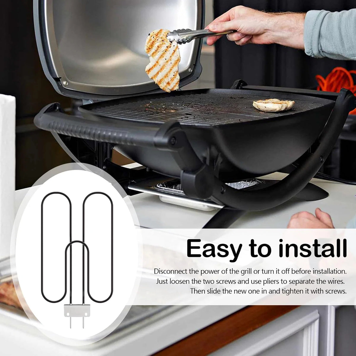 Grill Heating Coil Stainless Steel 2200W