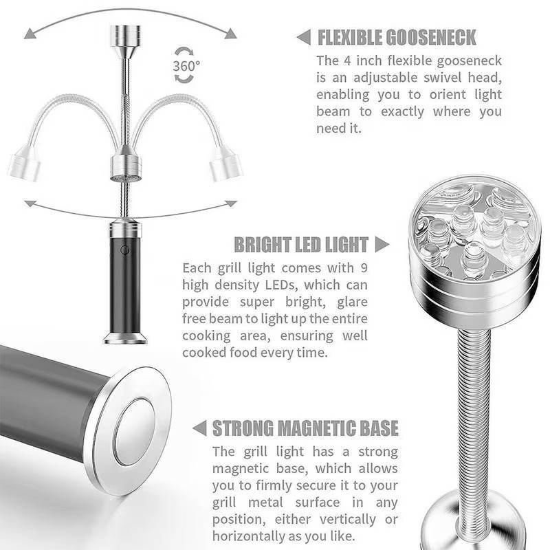 Grill Light Magnetic Base & Flexible Gooseneck