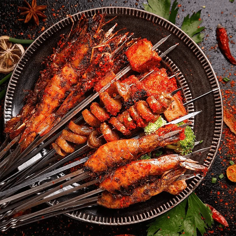 Grill Skewer Set Stainless Steel Protective Storage Tube