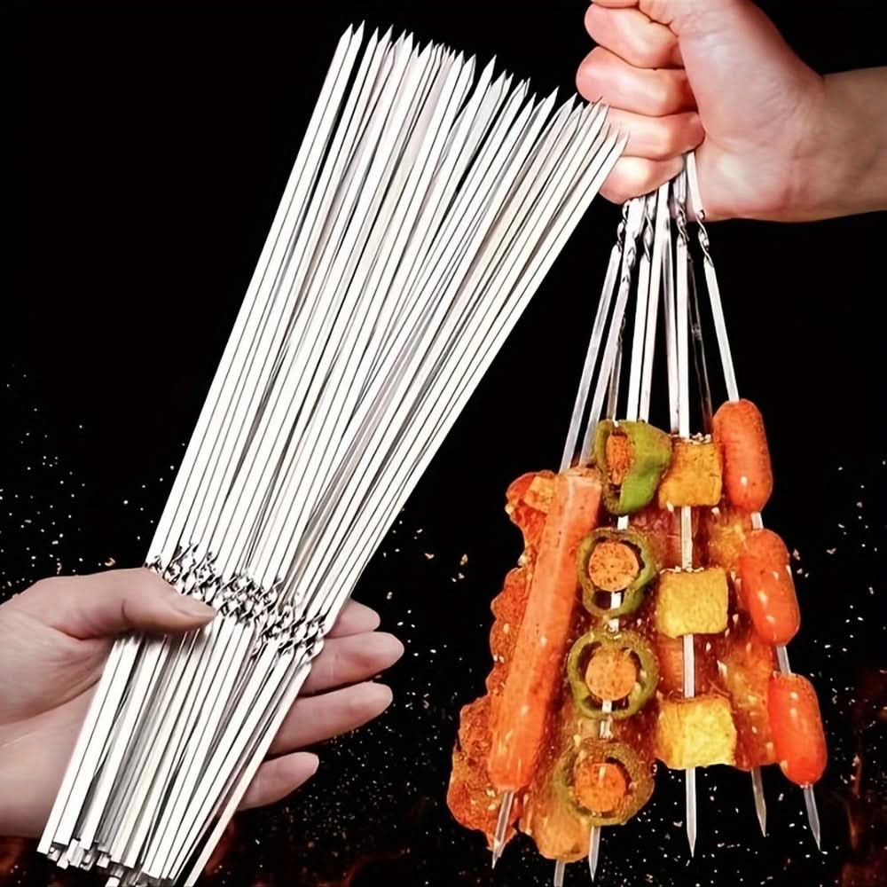 Grill Skewer Set Stainless Steel Protective Storage Tube