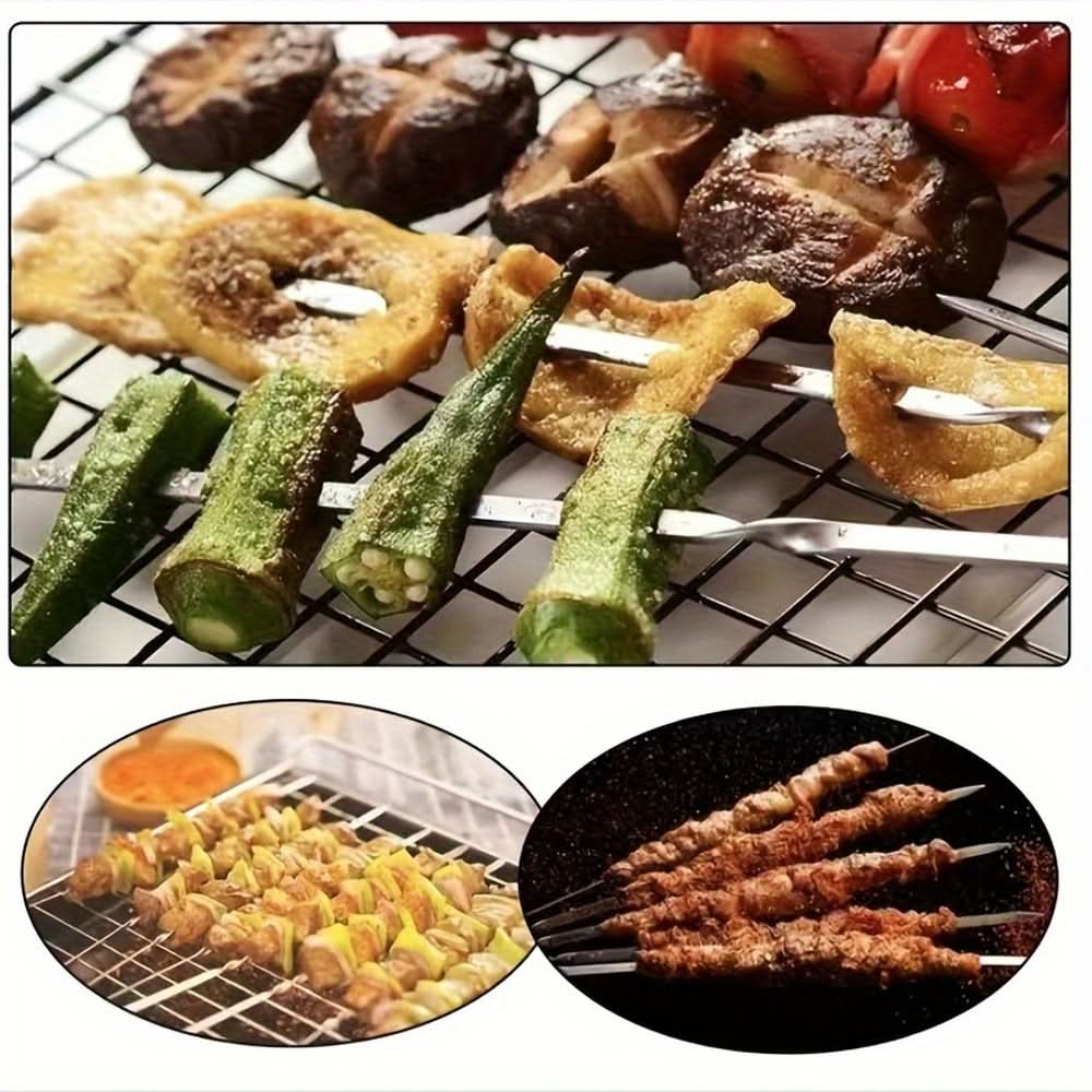 Grill Skewer Set Stainless Steel Protective Storage Tube