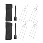 Grill Skewers Triple Prong Stainless Steel Easy Release