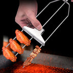 Grill Skewers Triple Prong Stainless Steel Easy Release