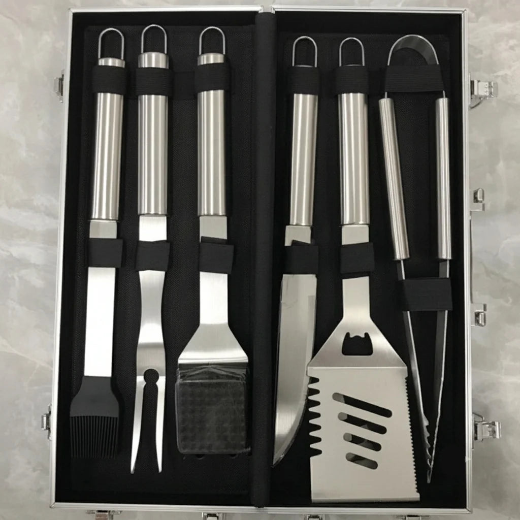 Grill Tool Set Stainless Steel Ergonomic Handles & Carrying Case