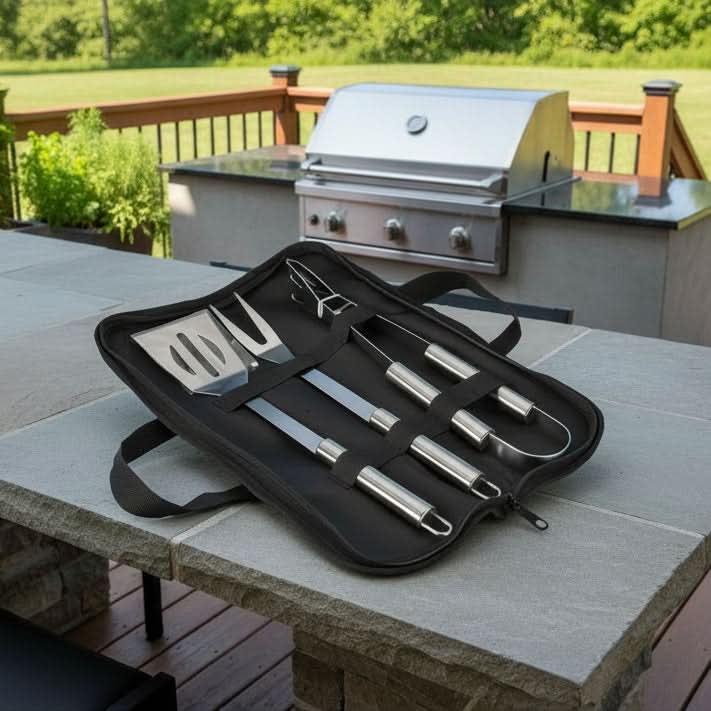 Grill Tool Set Stainless Steel Heat-Resistant Portable Case