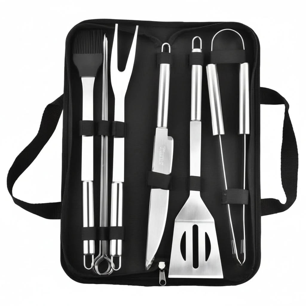Grill Tool Set Stainless Steel Heat-Resistant Portable Case