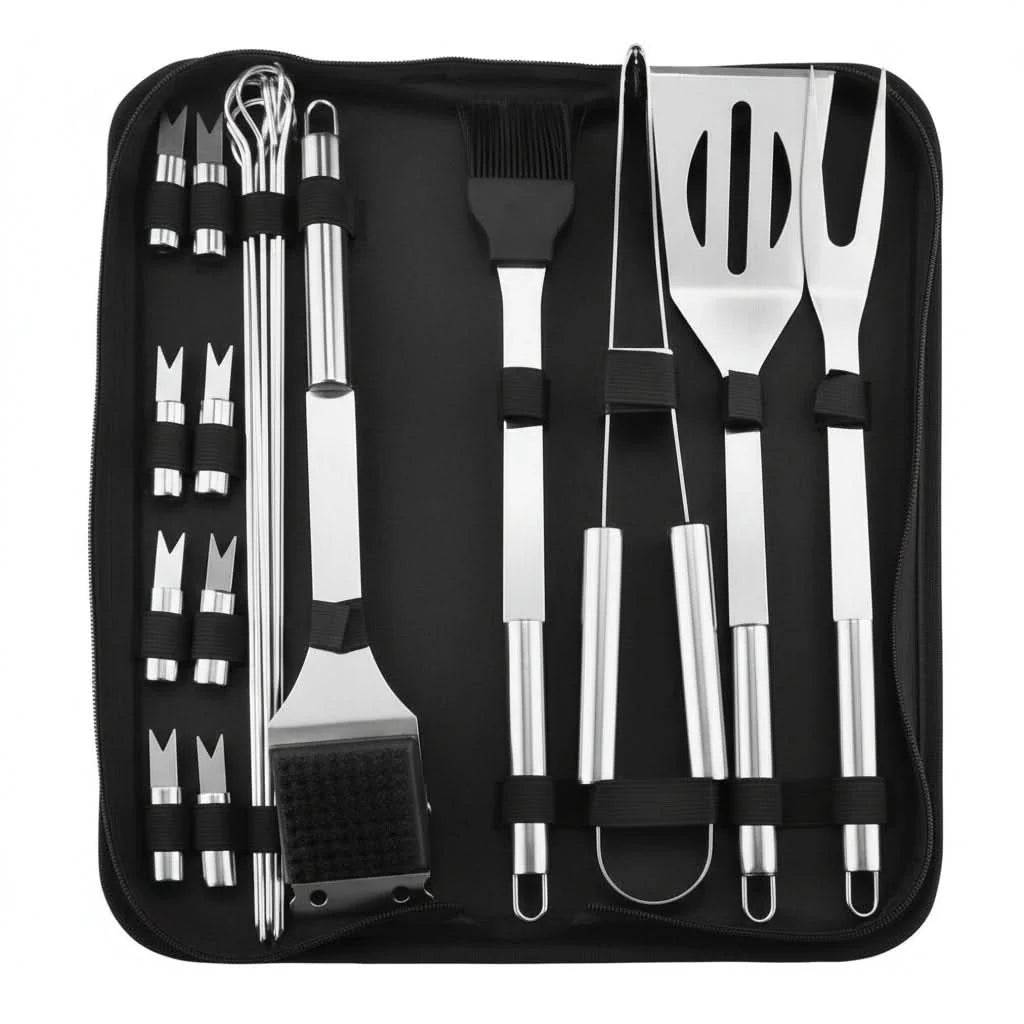 Grill Tool Set Stainless Steel Heat-Resistant Portable Case