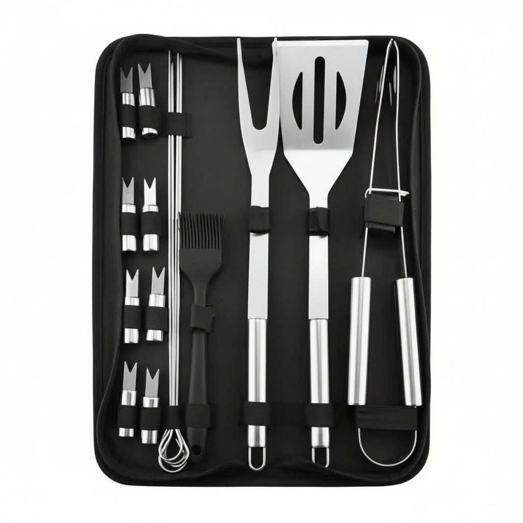 Grill Tool Set Stainless Steel Heat-Resistant Portable Case