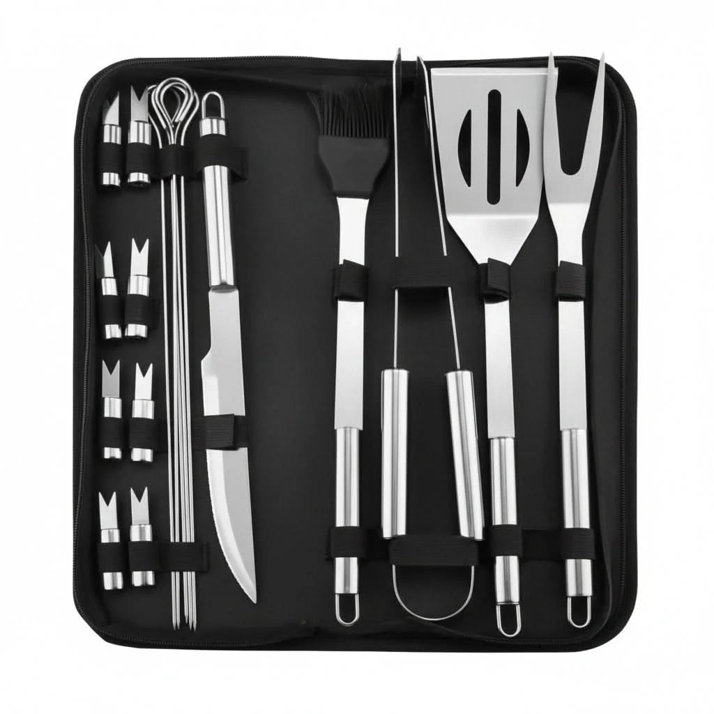 Grill Tool Set Stainless Steel Heat-Resistant Portable Case