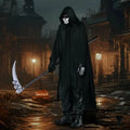 Grim Reaper Costume Glowing Red Eyes & Glow Skeleton Gloves