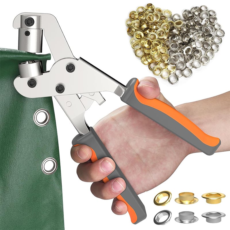 Grommet Tool Double-Leverage One-Step Punch With Brass Grommets