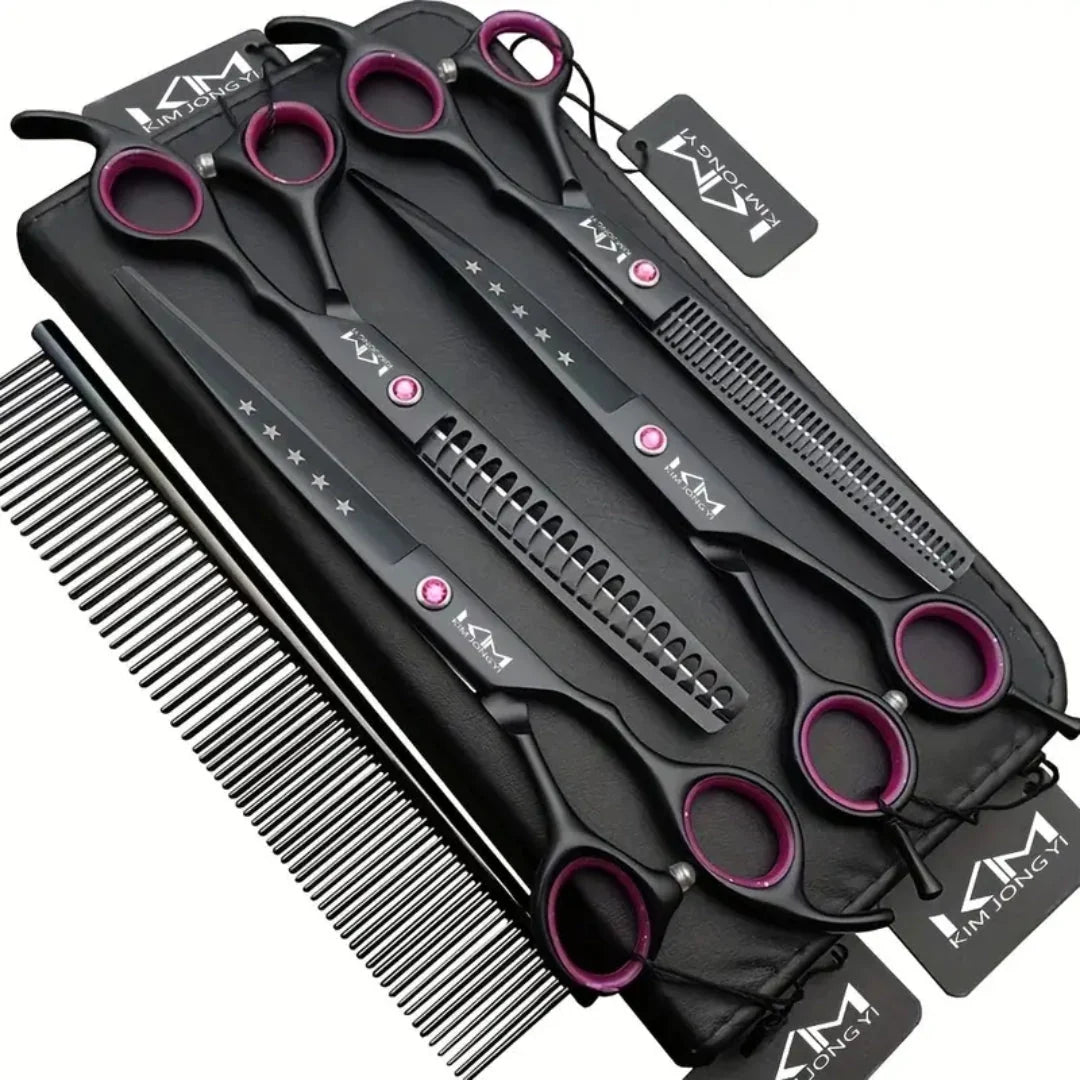 Grooming Scissors Set of 4 Stainless Steel Ergonomic Handles