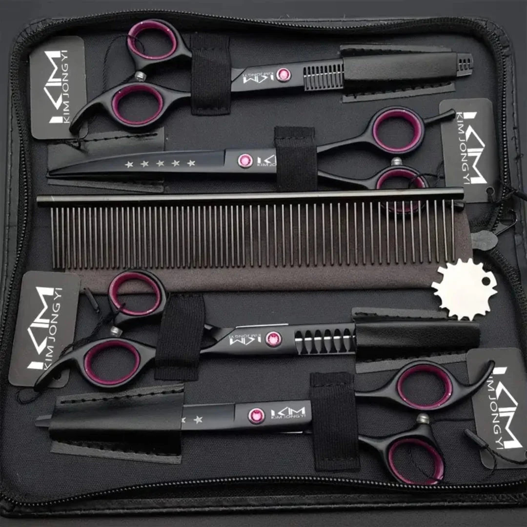 Grooming Scissors Set of 4 Stainless Steel Ergonomic Handles