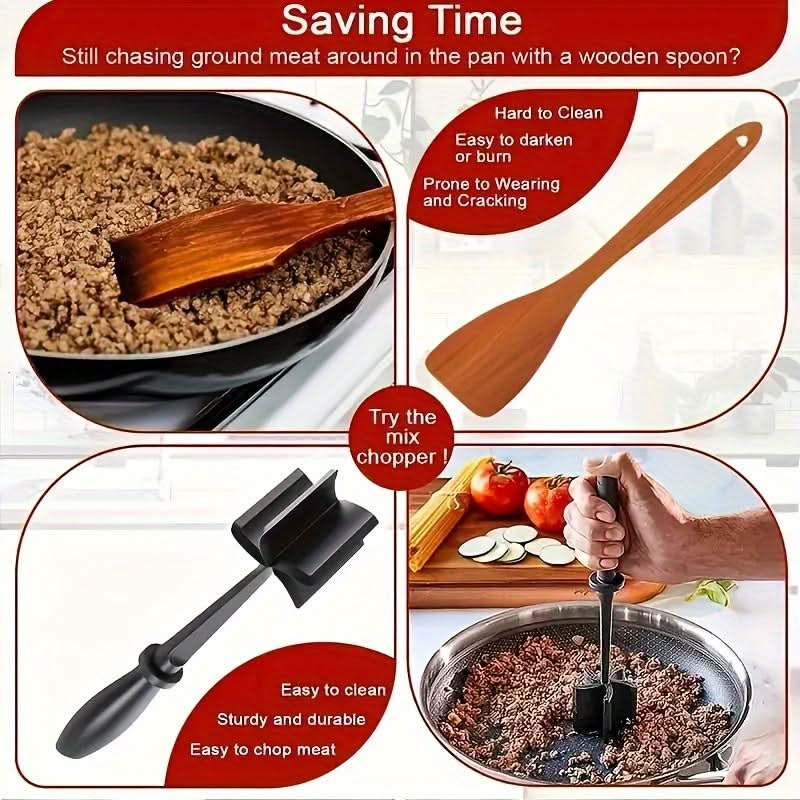 Ground Meat Chopper Multi-Blade Ergonomic Handle & Heat-Resistant