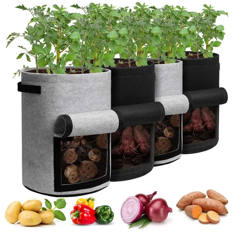 Grow Bag Set Breathable Non-Woven Harvest Window